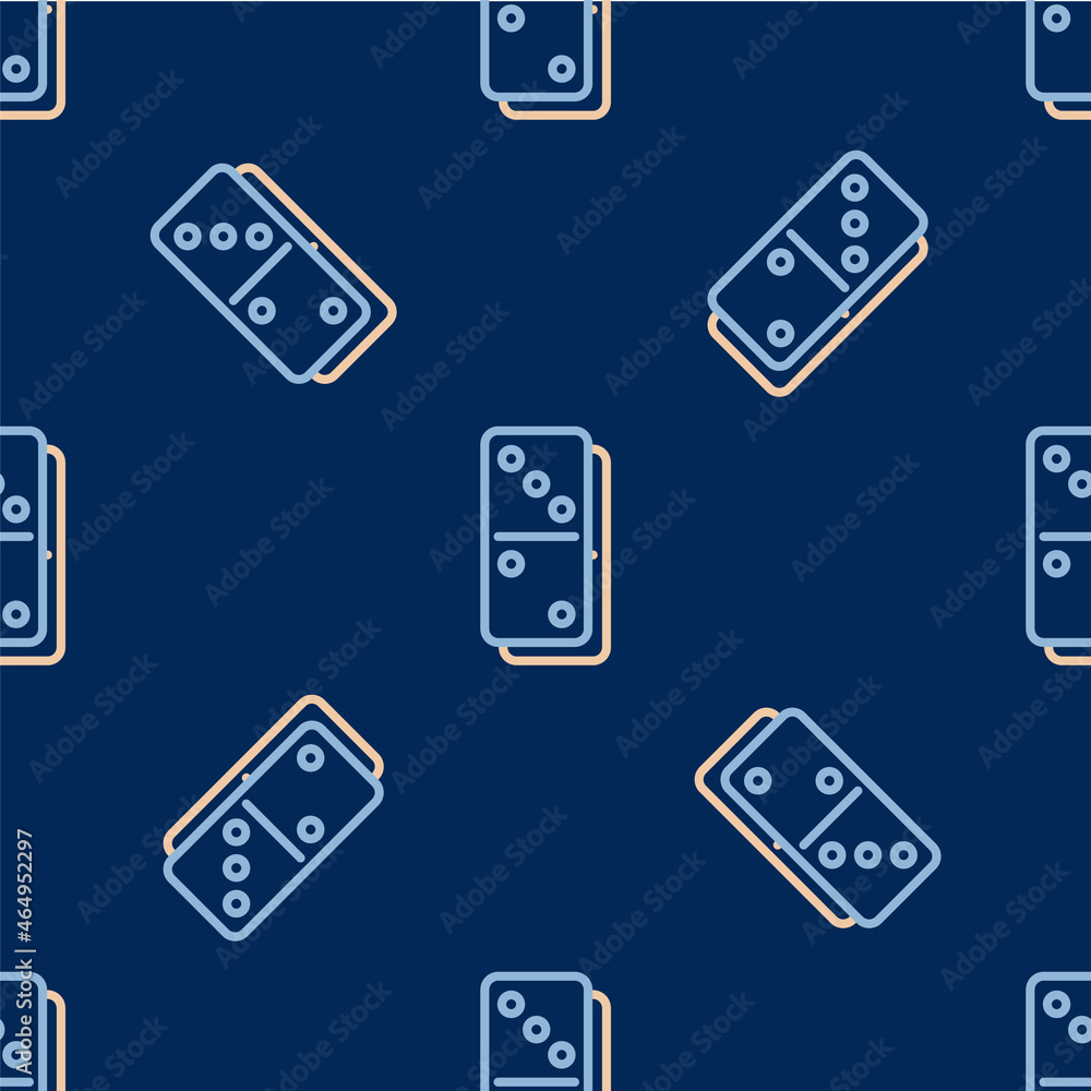 Line Domino icon isolated seamless pattern on blue background. Vector Line Domino icon isolated seamless pattern on blue background. Vector