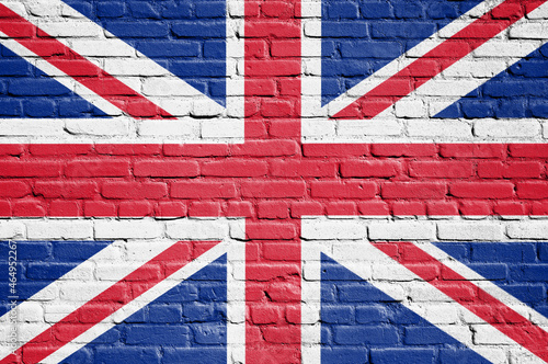 Flag of the United Kingdom painted on brick wall