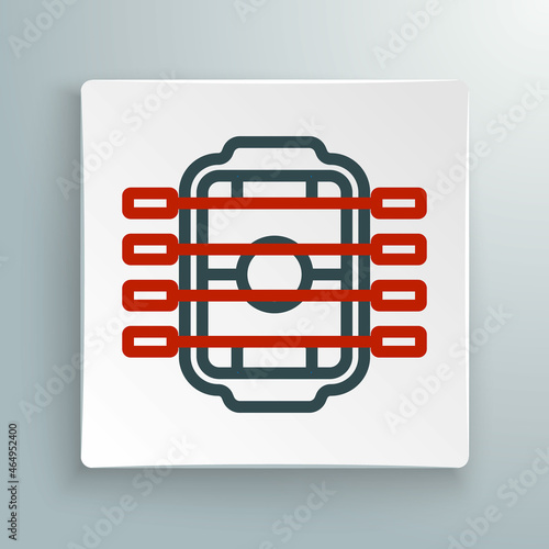 Line Table football game hobby or leisure icon isolated on white background. Sport team football players. Colorful outline concept. Vector
