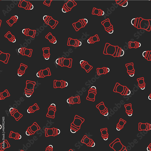 Line Antiperspirant deodorant roll icon isolated seamless pattern on black background. Cosmetic for body hygiene. Vector
