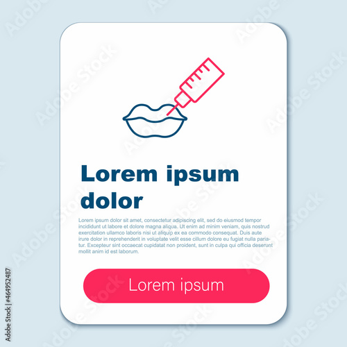 Line Lip augmentation icon isolated on grey background. Hyaluronic acid lips injection. Contour plastic. Colorful outline concept. Vector