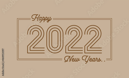 2022 new year celebration logo design with retro line style, vector illustration