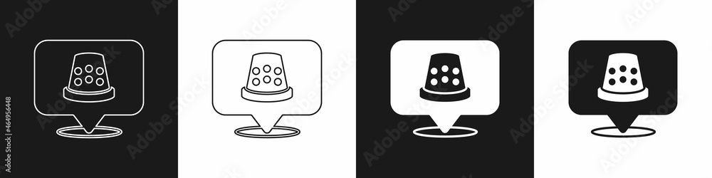 Set Thimble for sewing icon isolated on black and white background. Vector Set Thimble for sewing icon isolated on black and white background. Vector