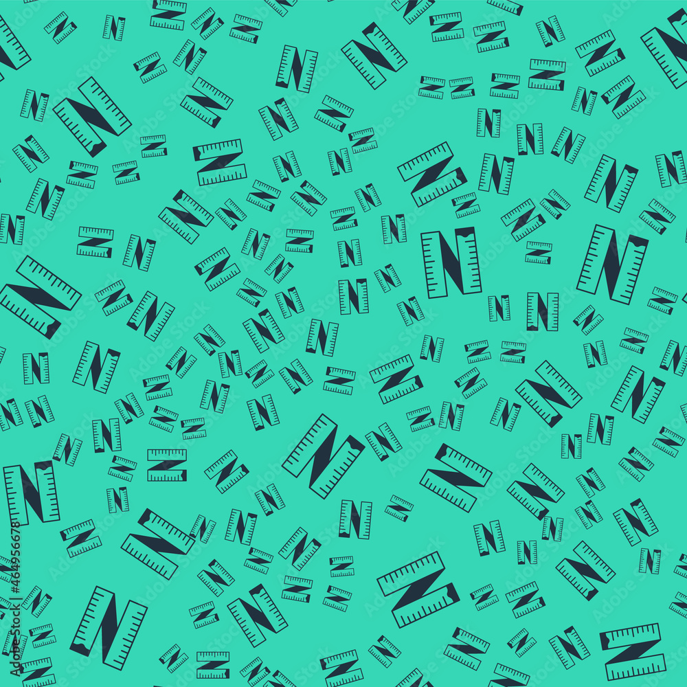 Black Tape measure icon isolated seamless pattern on green background. Measuring tape. Vector Black Tape measure icon isolated seamless pattern on green background. Measuring tape. Vector