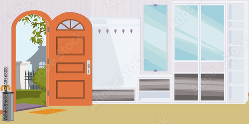 Interior of hallway in house. Illustration for internet and mobile website.