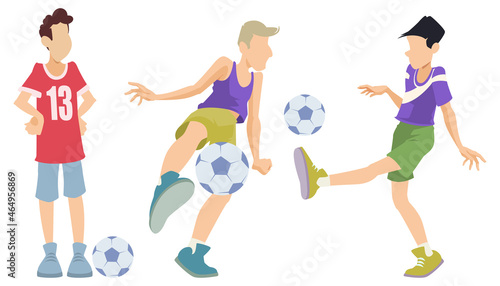Boys play ball. Illustration for internet and mobile website.