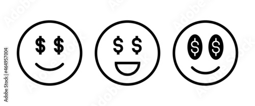 dollar face icon, Money mouth emoji, Dollar eyes, Rich emoji icon