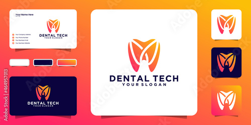 dental technology design with gradient color and business card