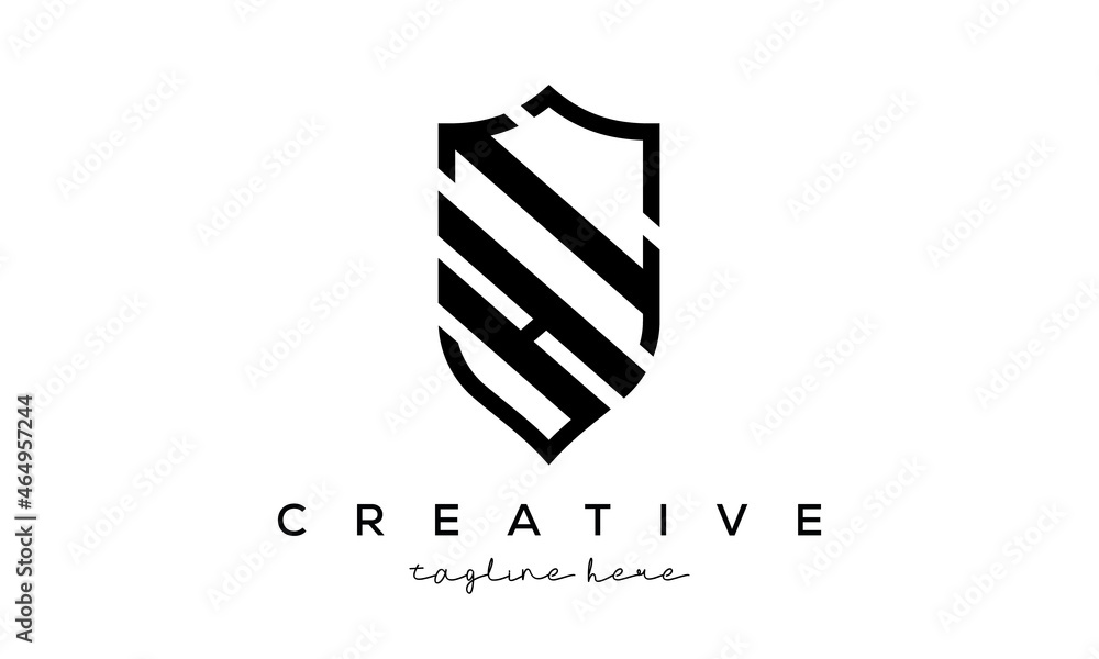 HI letters Creative Security Shield Logo HI letters Creative Security Shield Logo