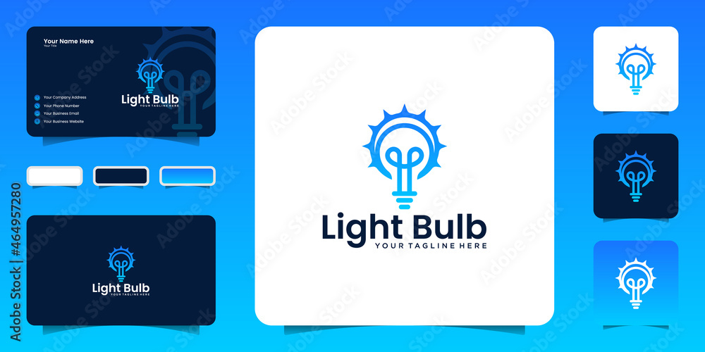 light bulb and sun logo and business card design