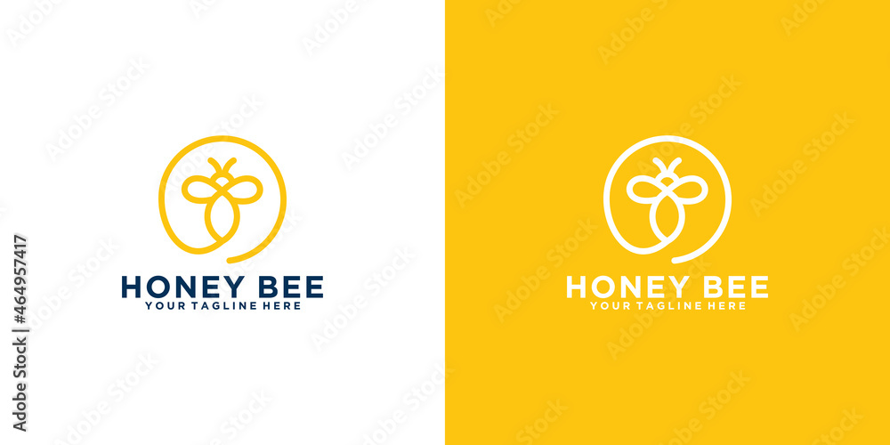 modern honey bee design inspiration with line art style Stock Vector ...