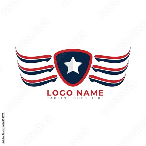 america shield and wing logo design modern vector template
