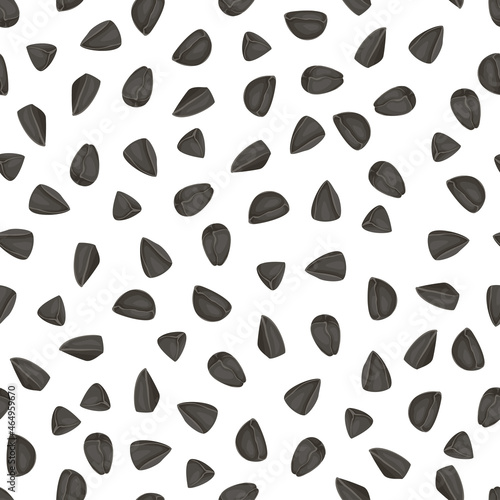 Black cumin seeds seamless pattern. Healthy food background. Vector cartoon flat illustration. 
