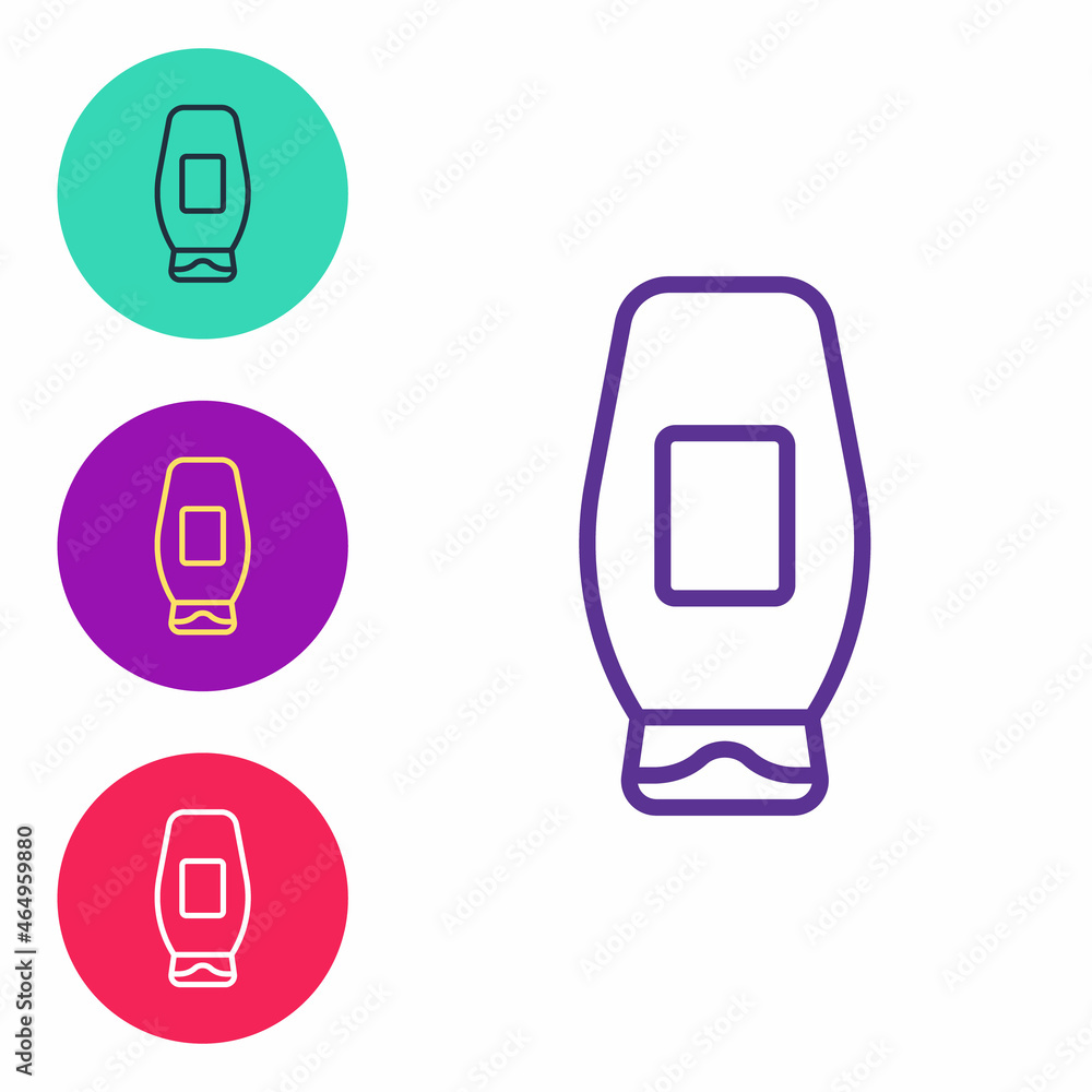 Set line Bottle of shampoo icon isolated on white background. Set icons colorful. Vector Set line Bottle of shampoo icon isolated on white background. Set icons colorful. Vector