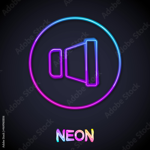 Free Download Glowing neon line Speaker volume, audio voice sound symbol, media music icon isolated on black background. Vector - GFXLoad