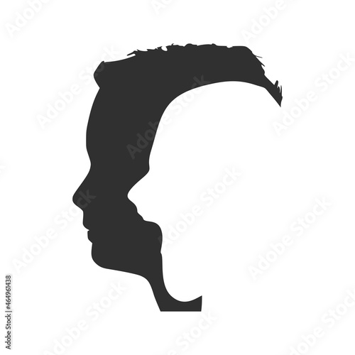 Human face side view silhouette and alter ego