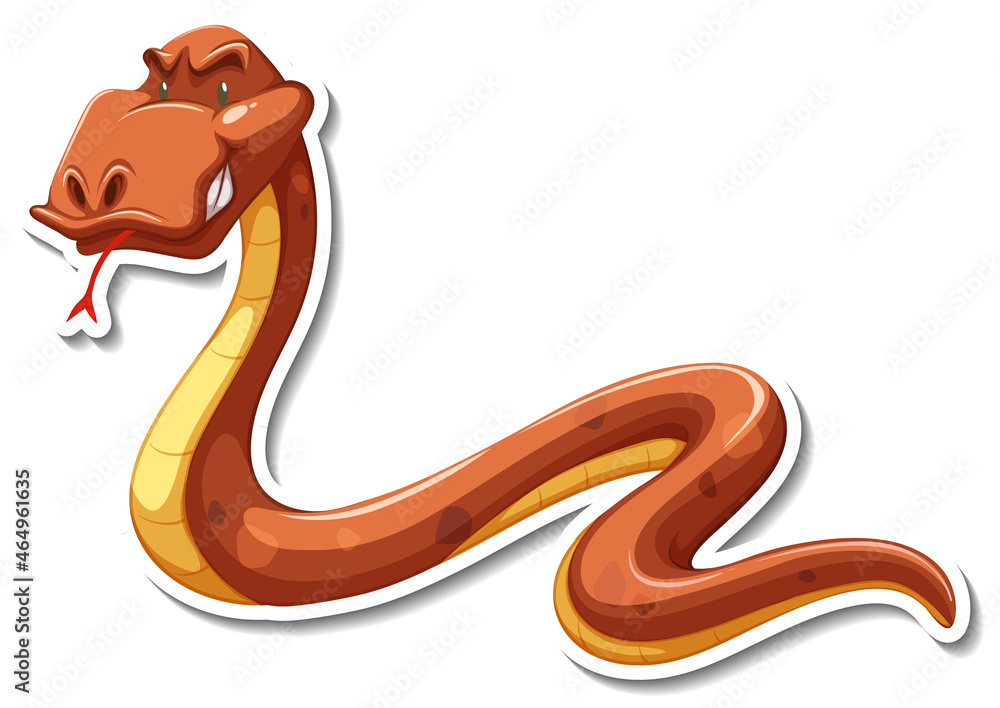 Fototapeta premium Snake cartoon character on white background