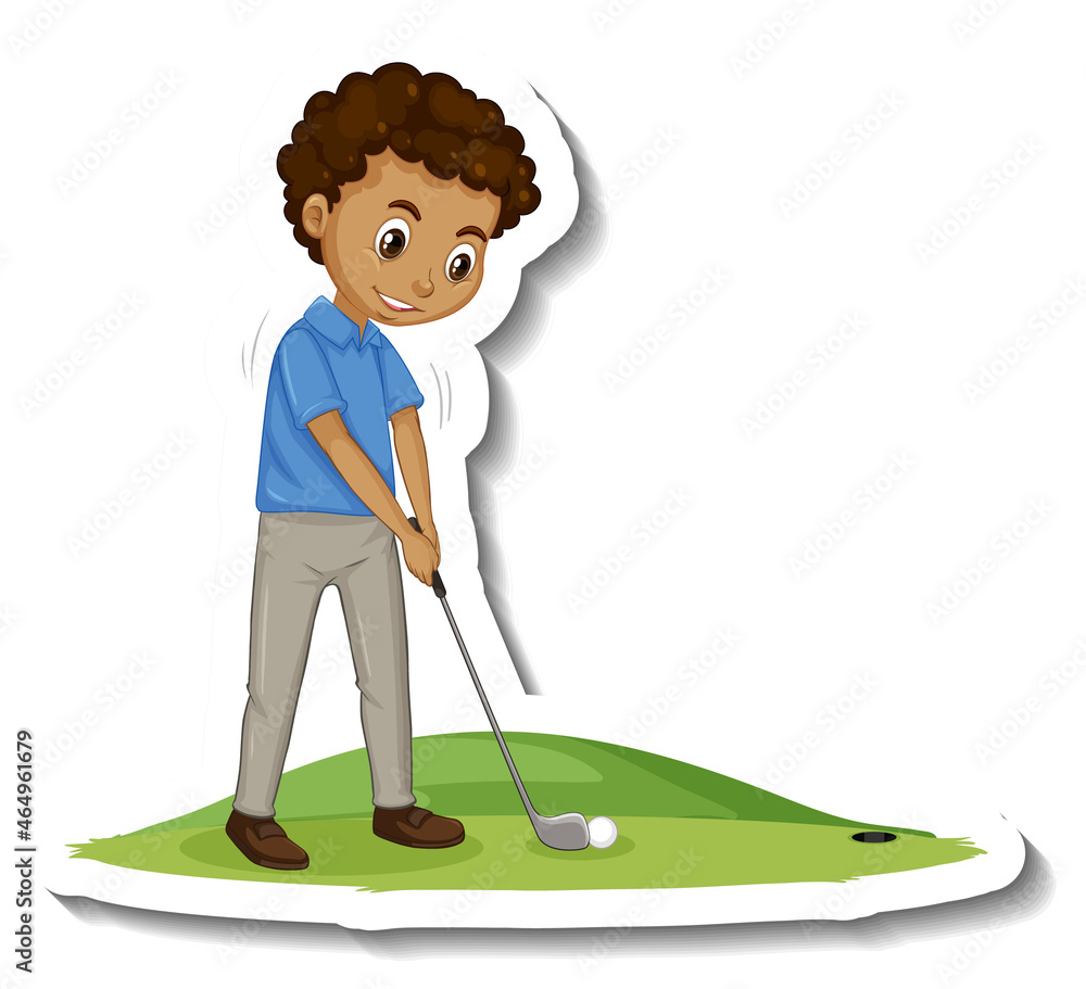 Sticker golf player man playing golf on white background Sticker golf player man playing golf on white background