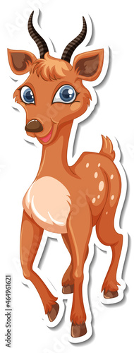 Deer standing cartoon character sticker