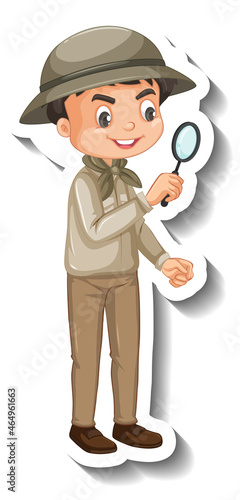 Boy wear safari outfit cartoon character sticker