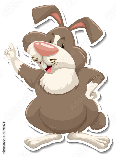 Rabbit cartoon character on white background