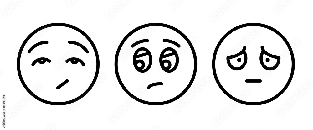Pensive face line icon. Sad face with open eyes. Disappointed, hurt or lonely emoticon. Facial expression button, vector, sign, symbol, logo, illustration, editable stroke, flat design style Pensive face line icon. Sad face with open eyes. Disappointed, hurt or lonely emoticon. Facial expression button, vector, sign, symbol, logo, illustration, editable stroke, flat design style