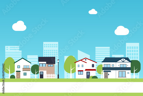 背景素材_ニュータウンの街並み