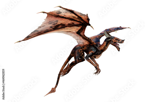 3D Rendering Fairy Tale Dragon on White