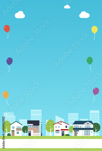 背景素材_ニュータウンの街並み