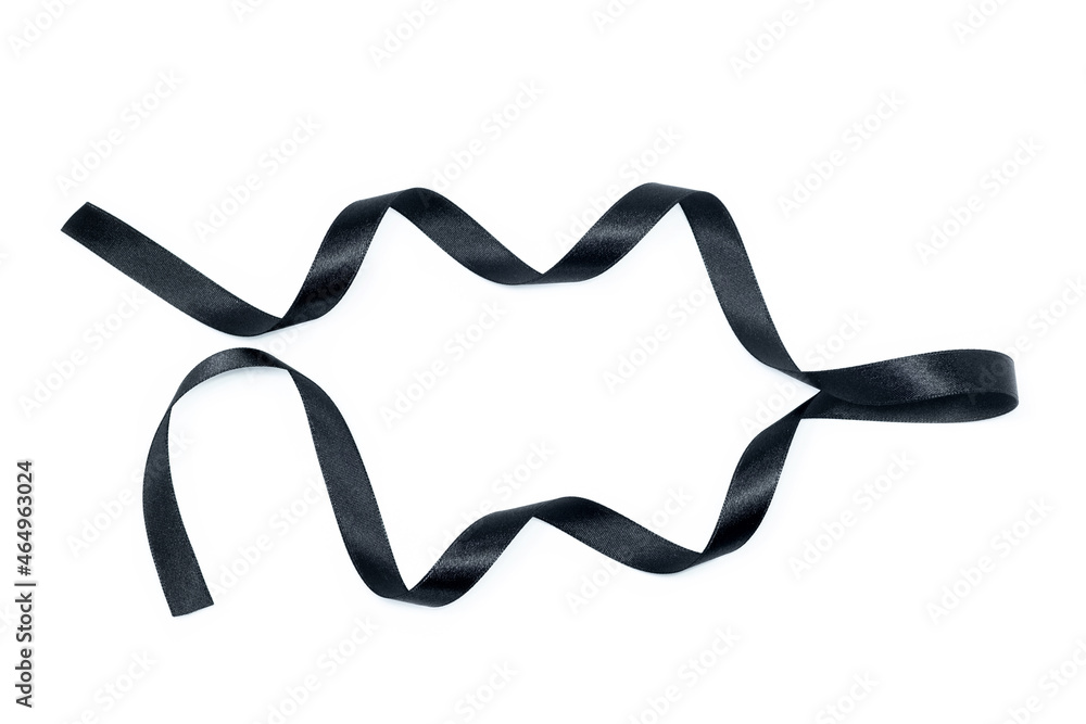 Beautiful black ribbon twist spiral isolated on white background. Beautiful black ribbon twist spiral isolated on white background.