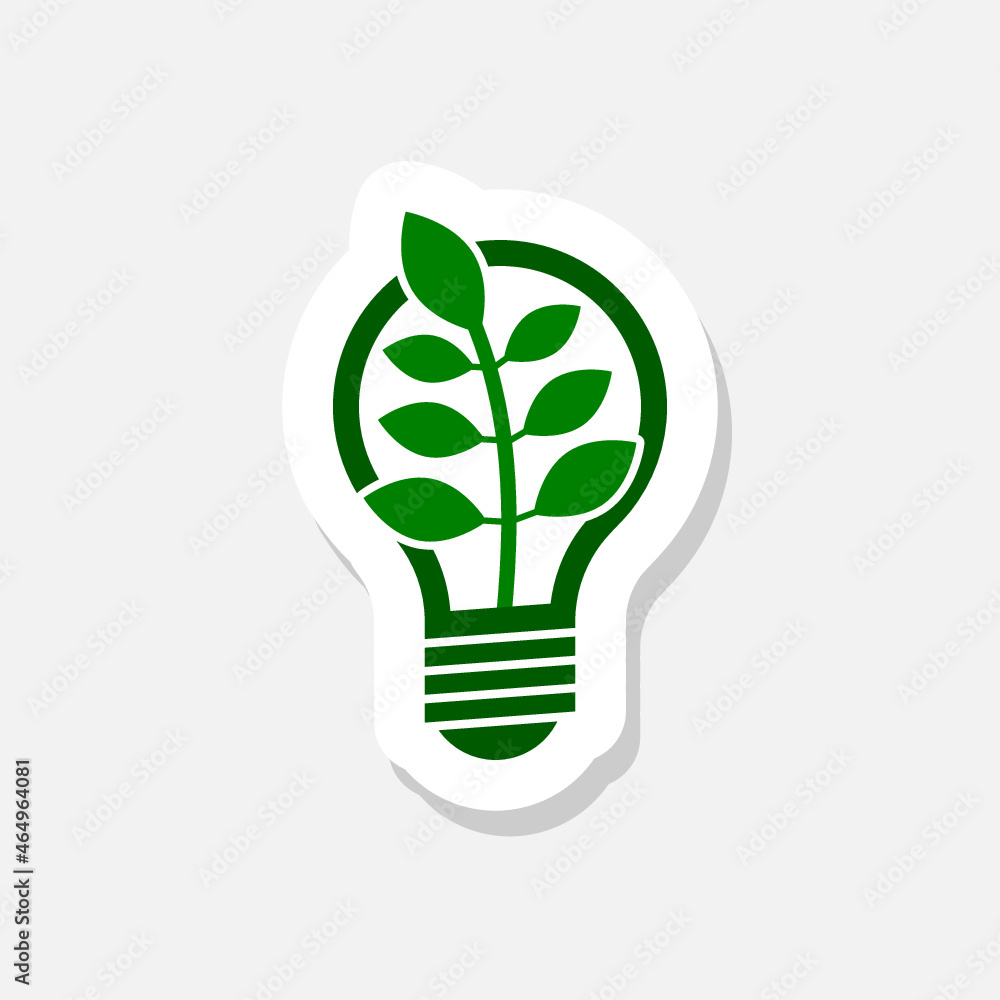 Bulb with sprout inside sticker icon Bulb with sprout inside sticker icon