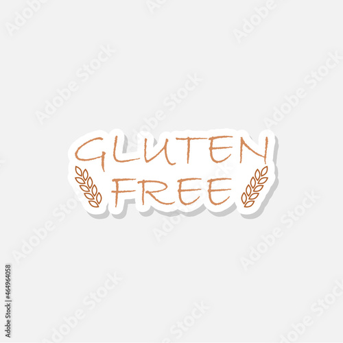 Gluten free word sticker icon isolated on white background