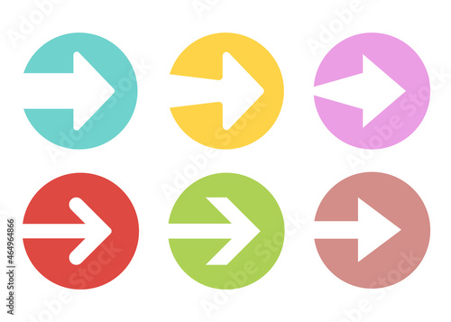 Arrow button icon set. Arrow icons on circle button. Vector illustration.