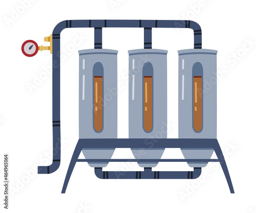 Whiskey Drink Malting in Metal Reservoir with Pipe Vector Illustration
