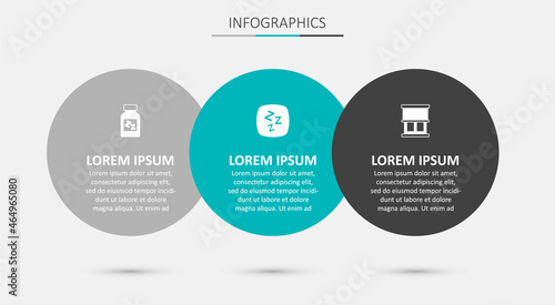 Set Sleepy, Sleeping pill and Window with curtains. Business infographic template. Vector