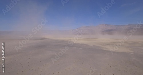 Death Valley Sand Dunes, Wind Storm Mini Tornado Dust Bowl Aerial
