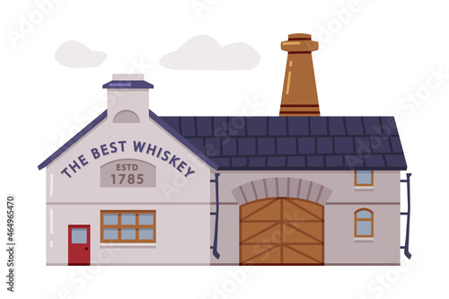 Whiskey House or Factory Facade with himney Vector Illustration