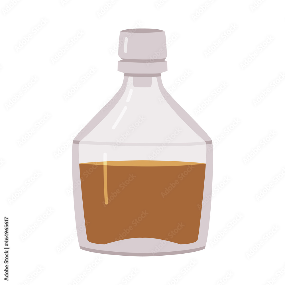 Whisky or Whiskey Poured in Glass Bottle with Cap Vector Illustration Whisky or Whiskey Poured in Glass Bottle with Cap Vector Illustration