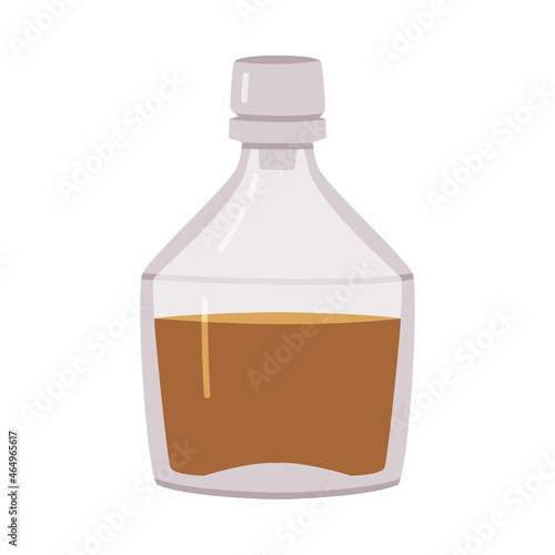 Whisky or Whiskey Poured in Glass Bottle with Cap Vector Illustration