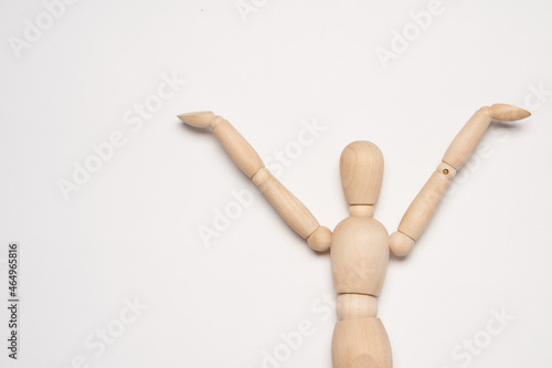 wooden mannequin object light background posing toy