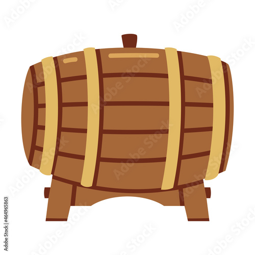 Whiskey Drink Process with Storage and Maturation in Wooden Barrel or Cask Vector Illustration