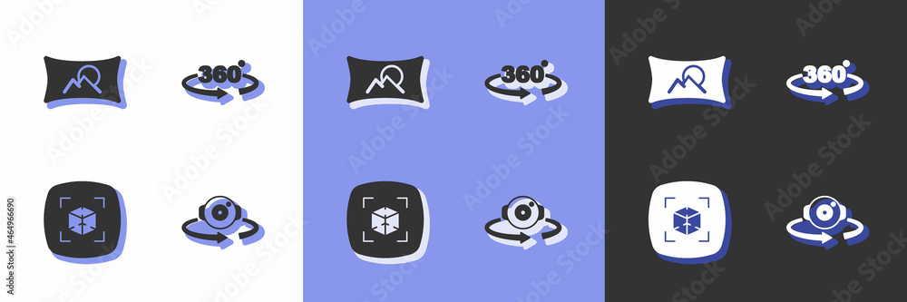 Set 360 degree view, Wide angle picture, 3d modeling and icon. Vector Set 360 degree view, Wide angle picture, 3d modeling and icon. Vector