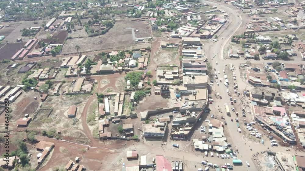 Aerial view of crowded market area of Loitokitok, Kenya, Africa. Busy market day. Aerial view of crowded market area of Loitokitok, Kenya, Africa. Busy market day.