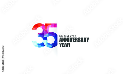 35 year anniversary full color polygon geometry style background for event, birthday, gift - vector