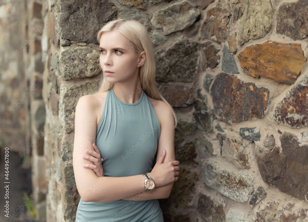 Portrait of pensive young woman with blue eyes. Portrait of pensive young woman with blue eyes.