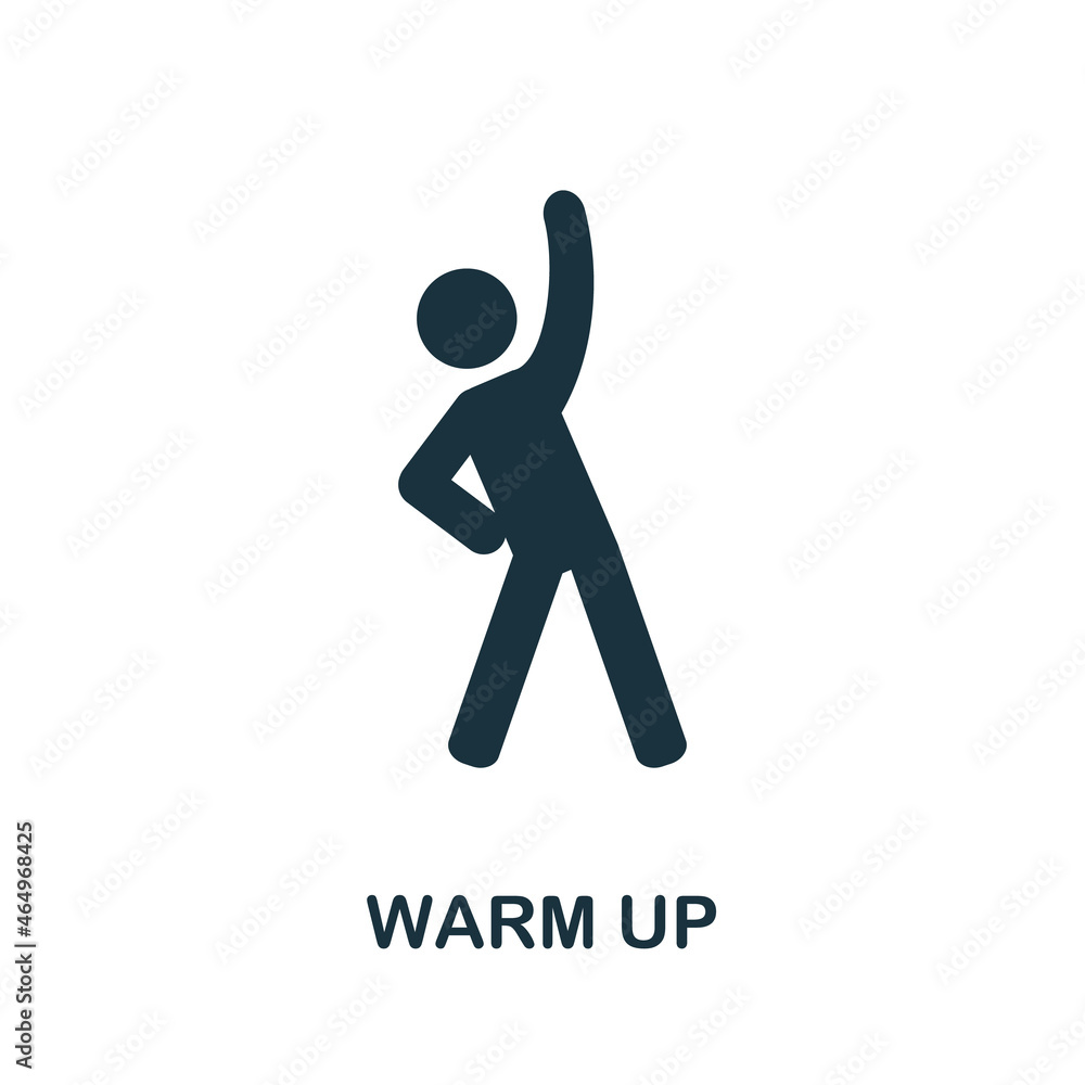 Warm Up icon. Monochrome sign from gym collection. Creative Warm Up icon illustration for web design, infographics and more Warm Up icon. Monochrome sign from gym collection. Creative Warm Up icon illustration for web design, infographics and more