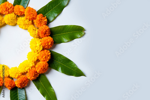 Canvastavla Marigold Flower rangoli Design for Diwali Festival , Indian Festival flower deco