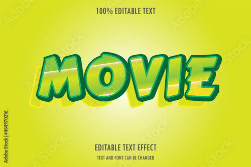 movie 3 dimension editable text effect modern emboss style