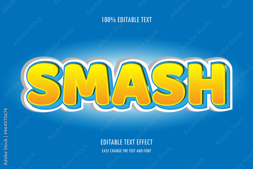 smash 3 dimension editable text effect modern cartoon style
