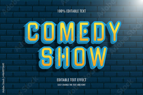 comedy show 3 dimension editable text effect modern comic style